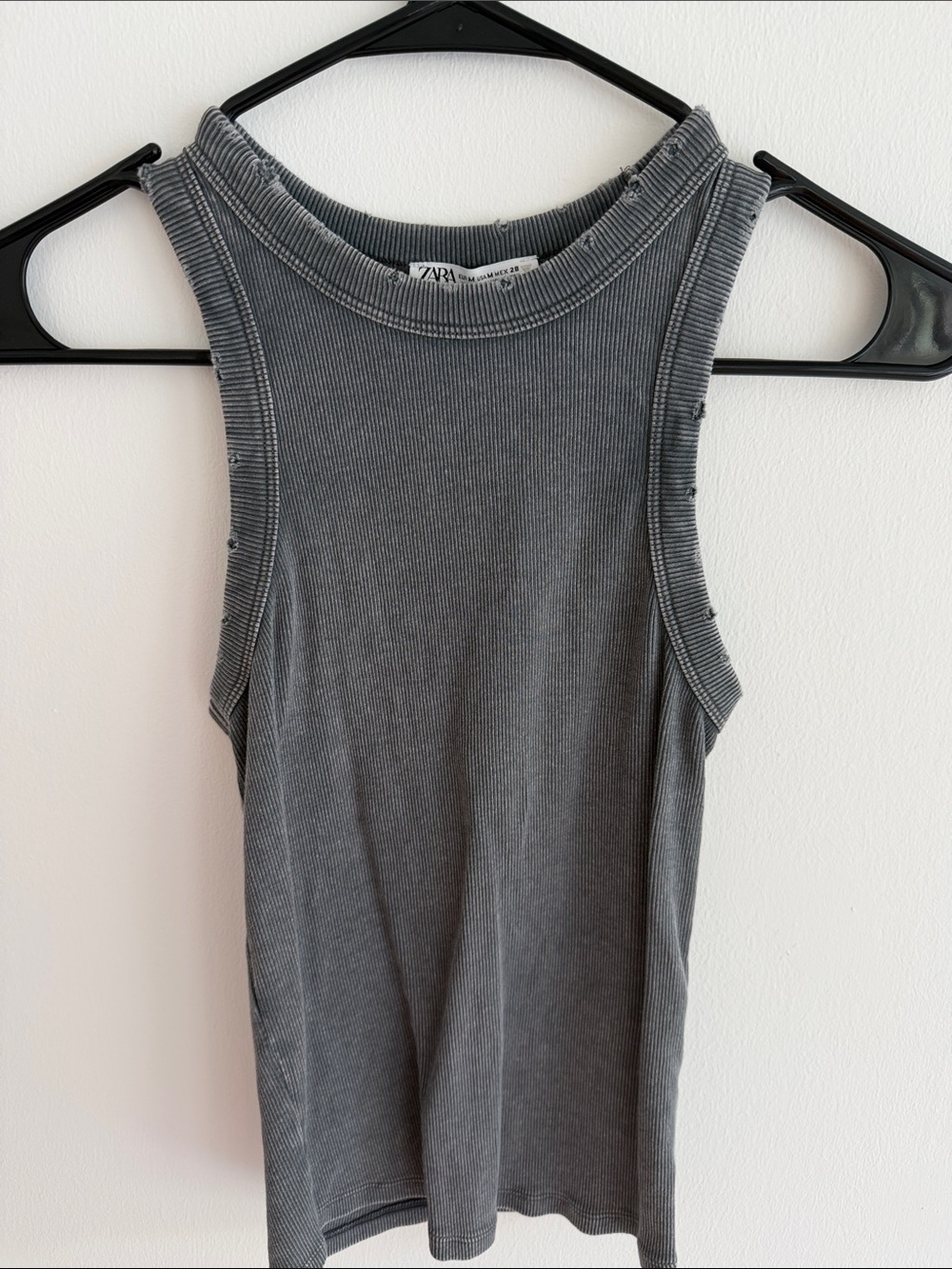 Zara Ribbed High-Neck Tank in Charcoal